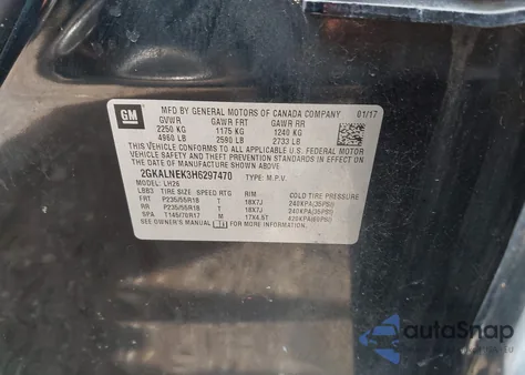 2017 GMC Terrain Sle-2 из США, поврежденный, VIN 2GKALNEK3H6297470